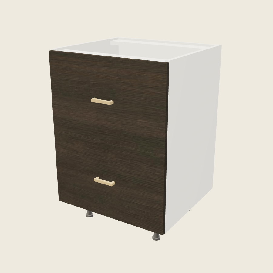Torino Dark Wood Two Drawer Vanity Base - 2VDB24 — 2020 catalog rendering; finish and installed options are illustrative