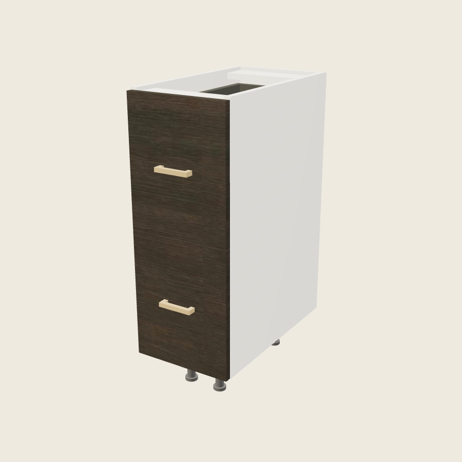 Torino Dark Wood Two Drawer with One Inner Drawer Vanity Base - 2VDBID12 — 2020 catalog rendering; finish and installed options are illustrative