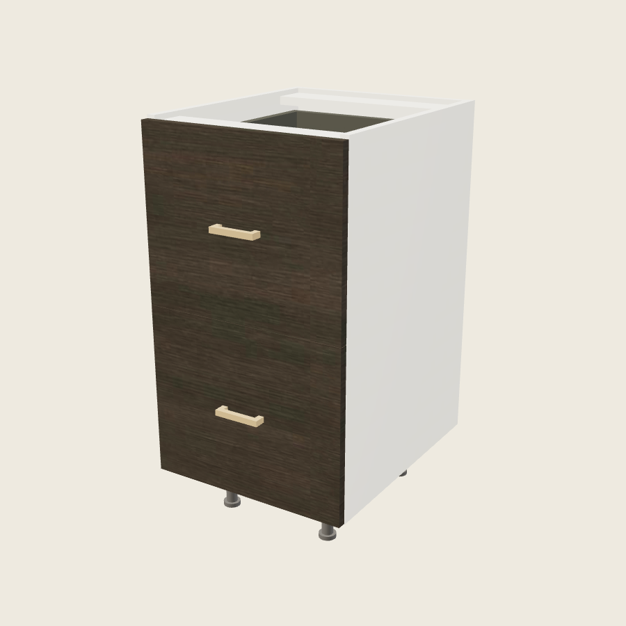 Torino Dark Wood Two Drawer with One Inner Drawer Vanity Base - 2VDBID18 — 2020 catalog rendering; finish and installed options are illustrative