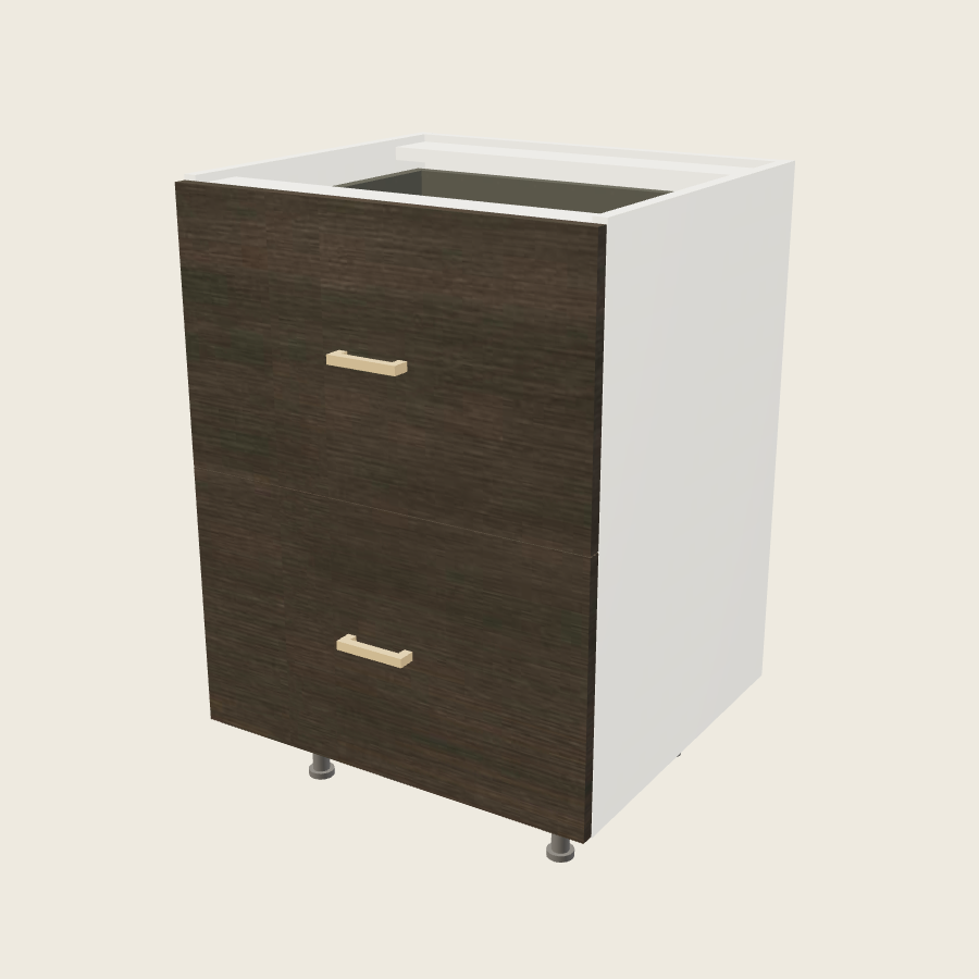 Torino Dark Wood Two Drawer with One Inner Drawer Vanity Base - 2VDBID24 — 2020 catalog rendering; finish and installed options are illustrative