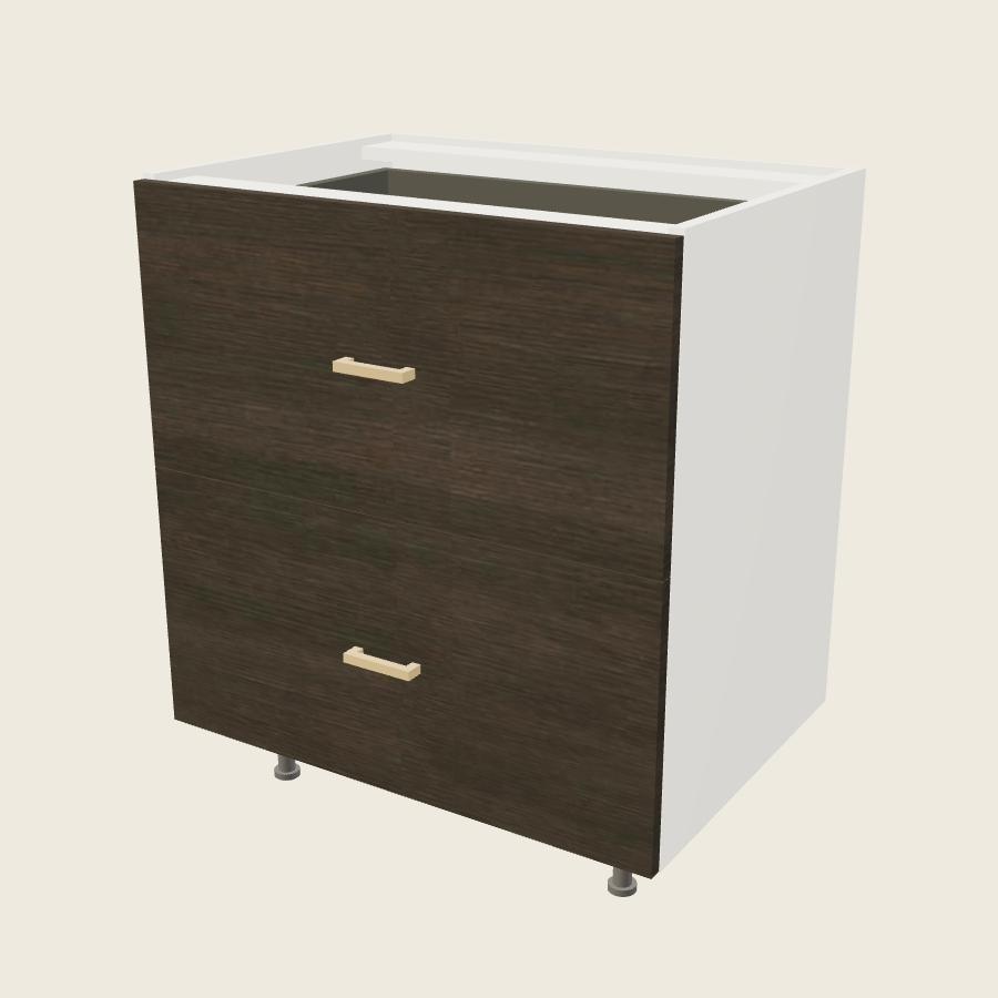 Torino Dark Wood Two Drawer with One Inner Drawer Vanity Base - 2VDBID30 — 2020 catalog rendering; finish and installed options are illustrative