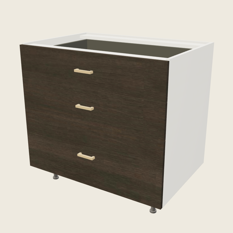 Torino Dark Wood Three Drawer Base - 3DB36 — 2020 catalog rendering; finish and installed options are illustrative