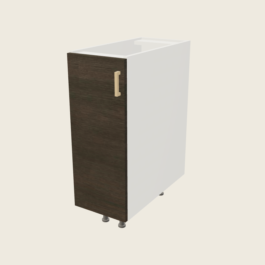 Torino Dark Wood Full Height Single Door Base Cabinet - B12FH — 2020 catalog rendering; left-hand arrangement shown; finish and installed options are illustrative
