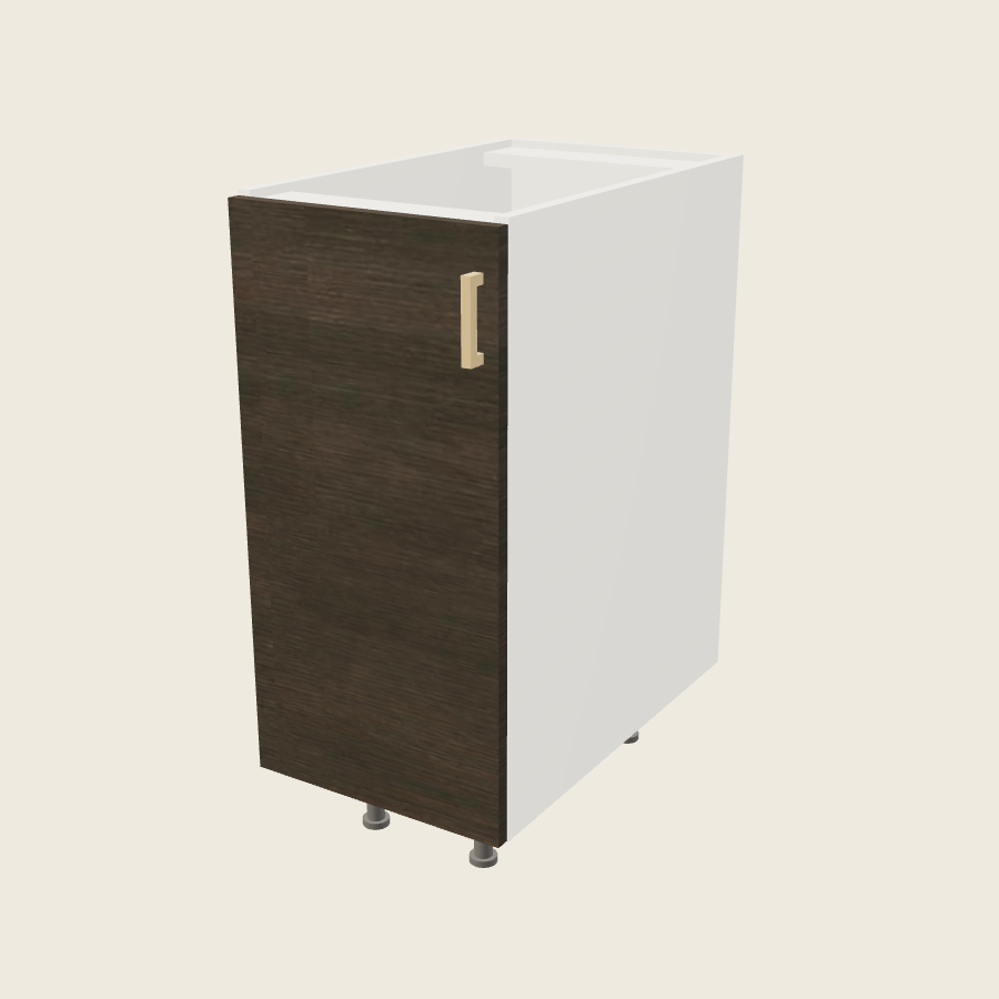 Torino Dark Wood Full Height Single Door Base Cabinet - B15FH — 2020 catalog rendering; left-hand arrangement shown; finish and installed options are illustrative