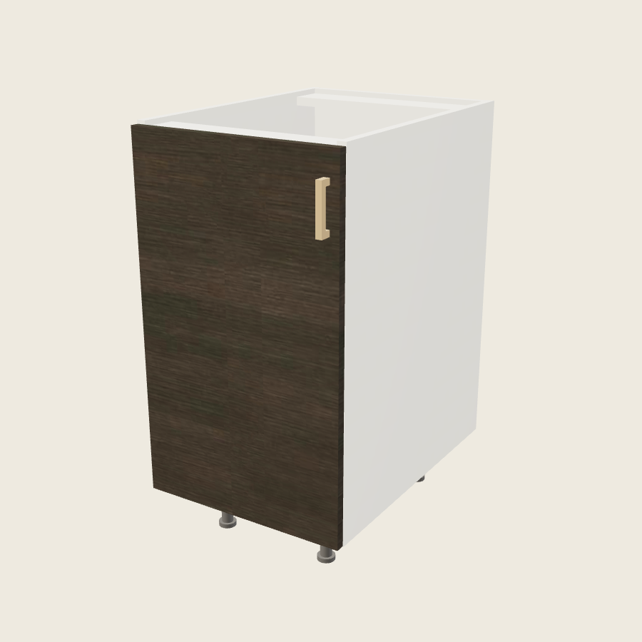 Torino Dark Wood Full Height Single Door Base Cabinet - B18FH — 2020 catalog rendering; left-hand arrangement shown; finish and installed options are illustrative