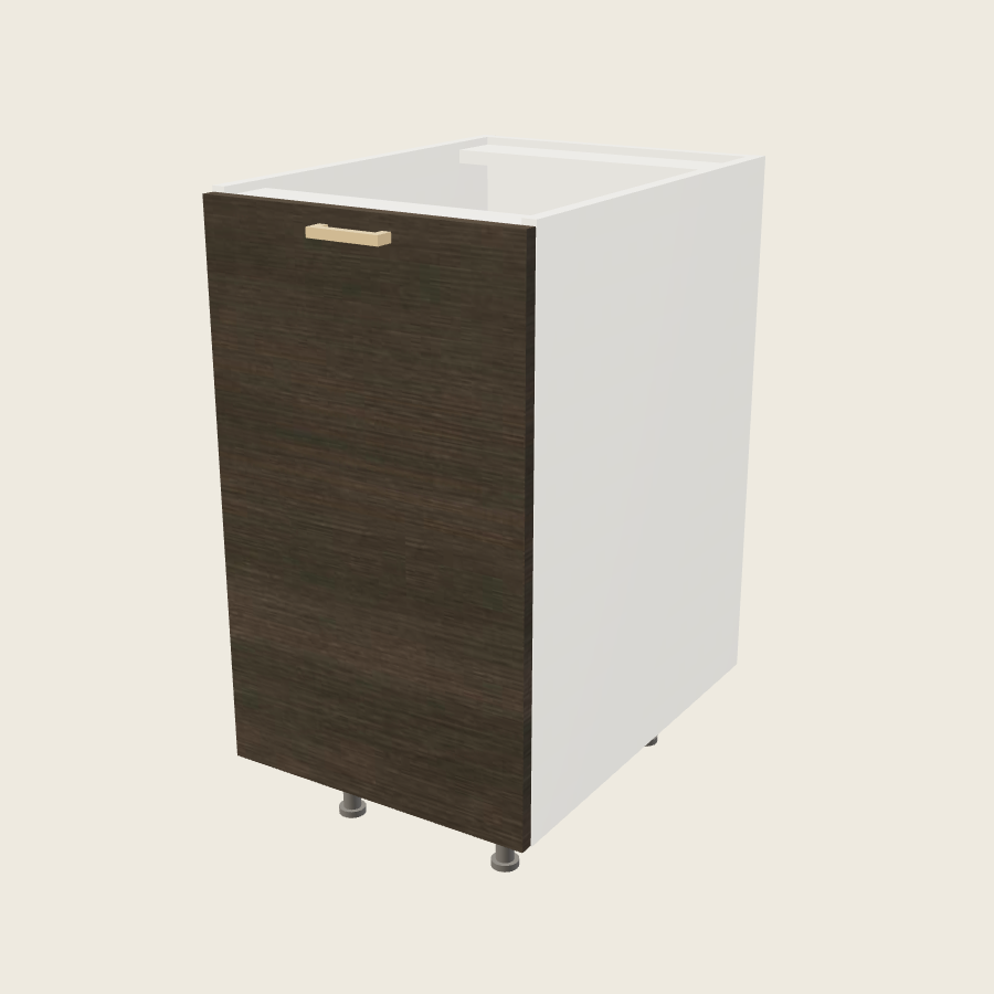 Torino Dark Wood Full Height Door Base with Double Trash Can Pullout - B18FHTCPO — 2020 catalog rendering; finish and installed options are illustrative