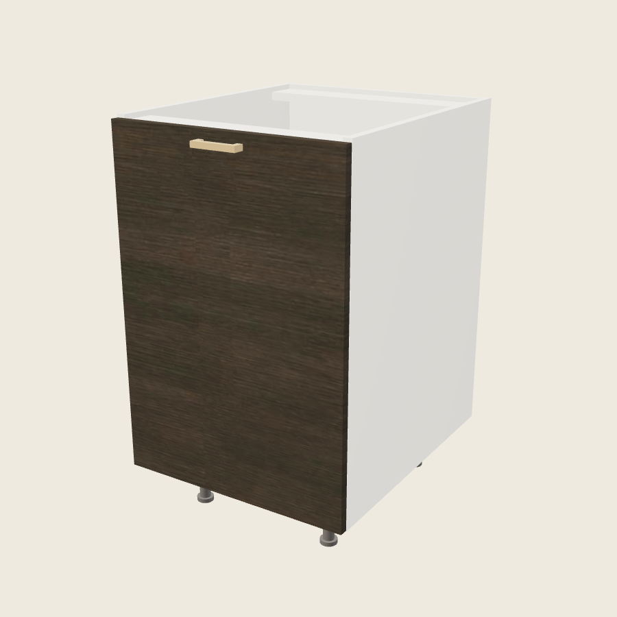Torino Dark Wood Full Height Door Base with Double Trash Can Pullout - B21FHTCPO — 2020 catalog rendering; finish and installed options are illustrative