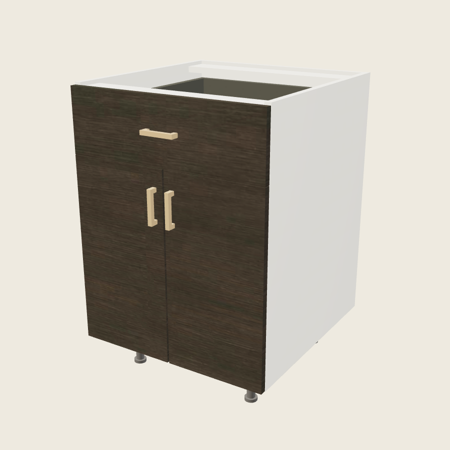 Torino Dark Wood Double Door Single Drawer Base - B24 — 2020 catalog rendering; finish and installed options are illustrative