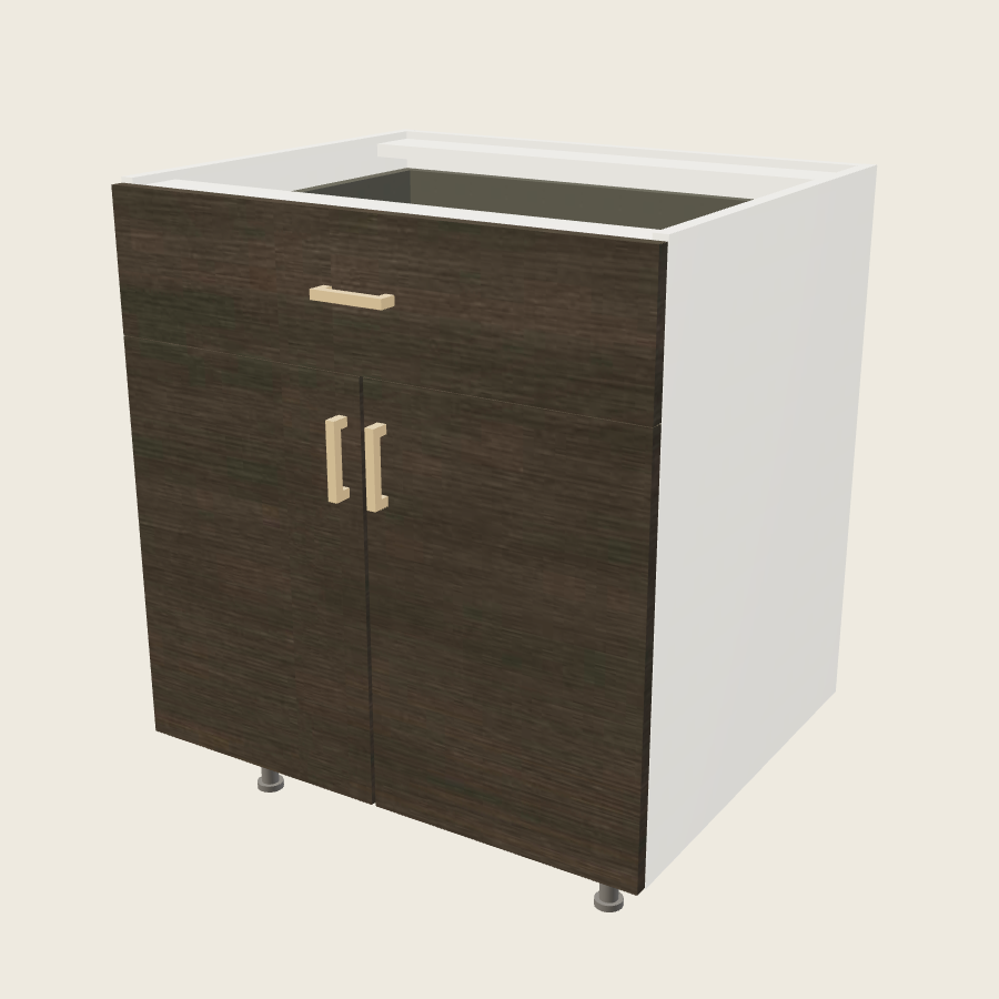 Torino Dark Wood Double Door Single Drawer Base - B30 — 2020 catalog rendering; finish and installed options are illustrative