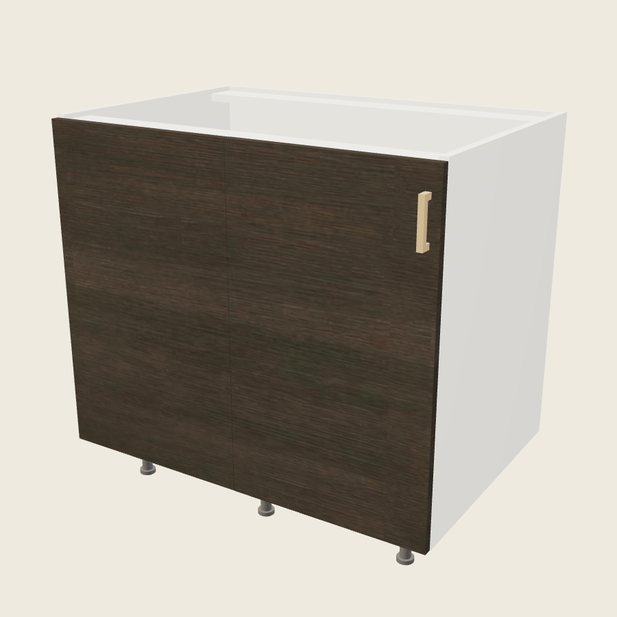 Torino Dark Wood Single Door Blind Base Corner Cabinet - BBC43/46FH — 2020 catalog rendering; left-hand arrangement shown; finish and installed options are illustrative