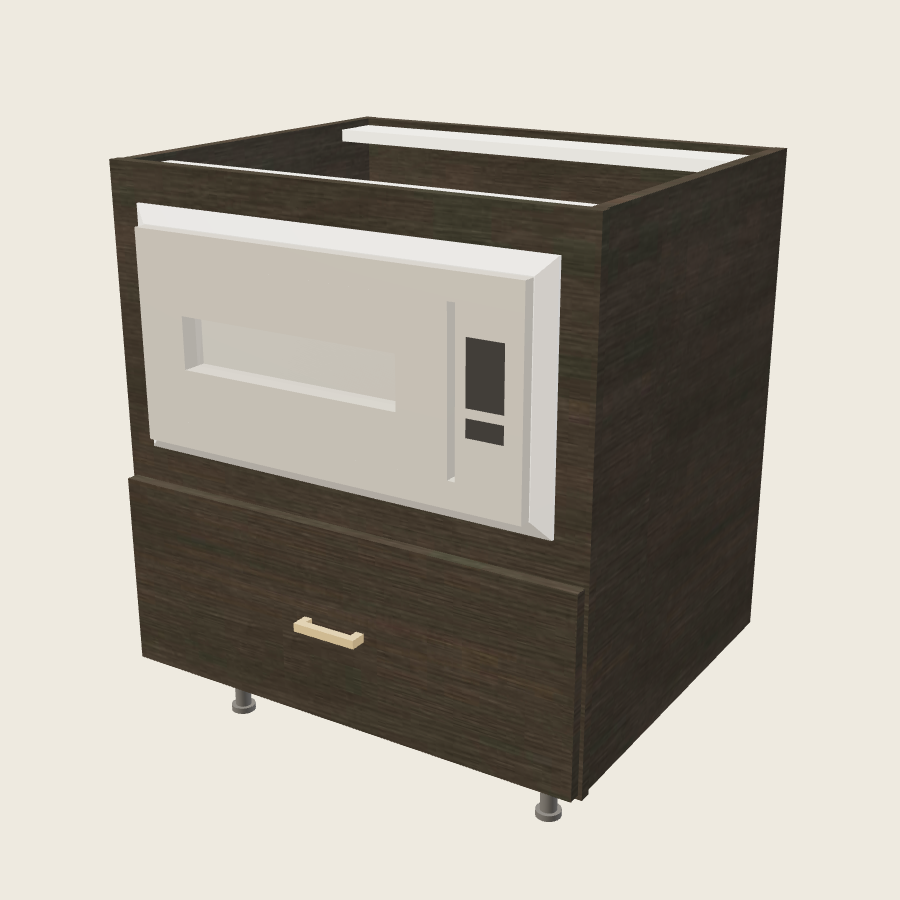 Torino Dark Wood Base Microwave Cabinet - BMW30 — 2020 catalog rendering; finish and installed options are illustrative
