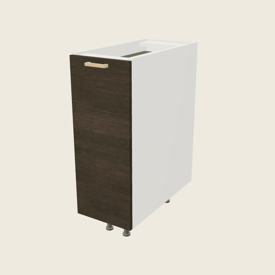 Torino Dark Wood Full Height Door Bases with Organizer Pullout - BPO12FH — 2020 catalog rendering; finish and installed options are illustrative