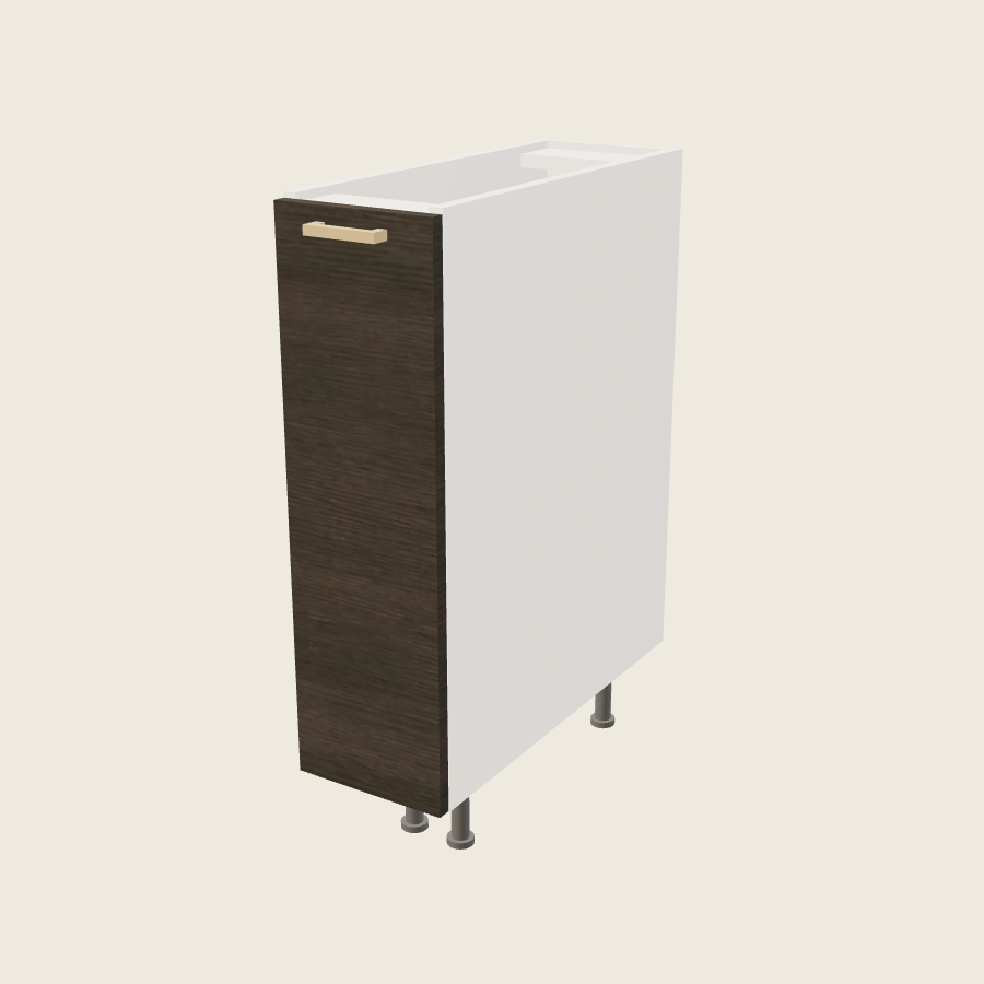 Torino Dark Wood Full Height Door Bases with Organizer Pullout - BPO9FH — 2020 catalog rendering; finish and installed options are illustrative