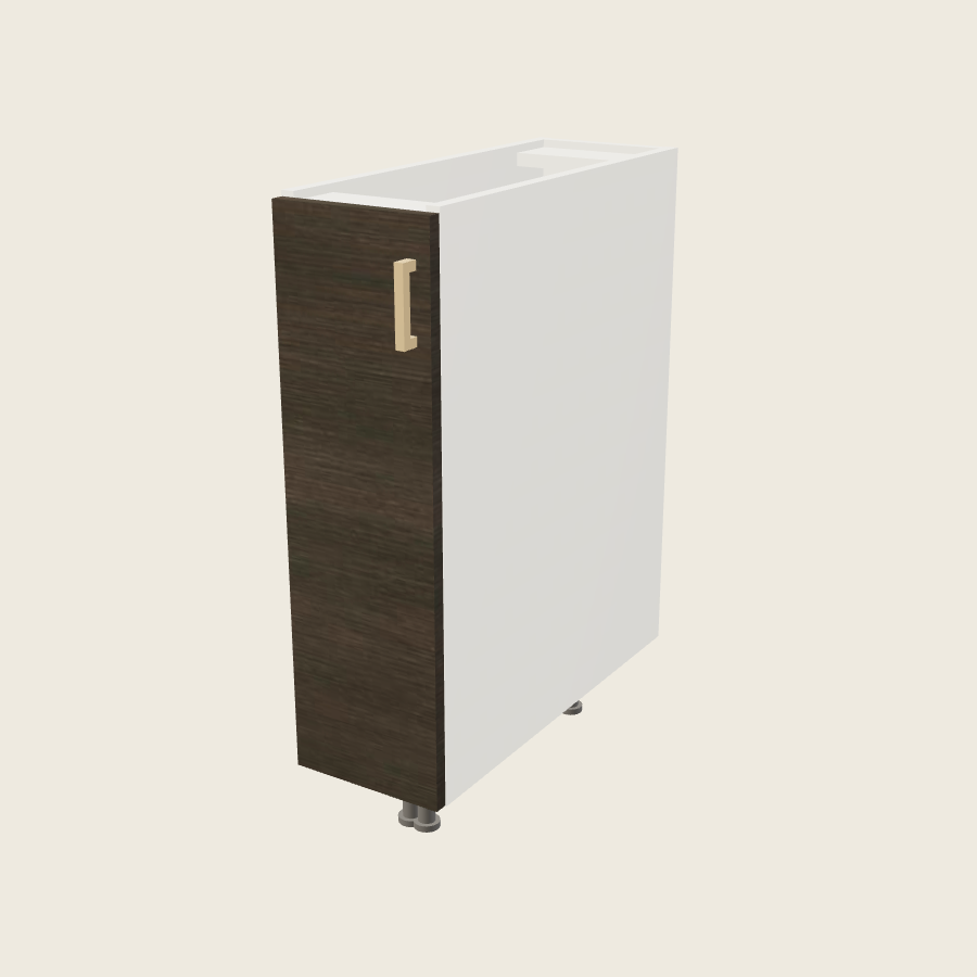 Torino Dark Wood Full Height Single Door Base Cabinet - BT9FH — 2020 catalog rendering; left-hand arrangement shown; finish and installed options are illustrative