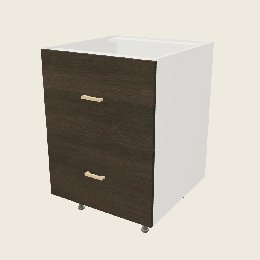 Torino Dark Wood Two Drawer Range Base - RB2DB24 — 2020 catalog rendering; finish and installed options are illustrative