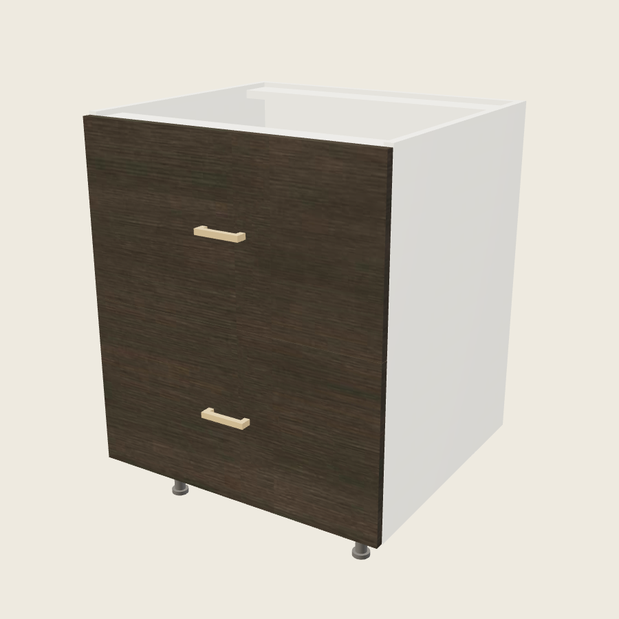 Torino Dark Wood Two Drawer Range Base - RB2DB27 — 2020 catalog rendering; finish and installed options are illustrative