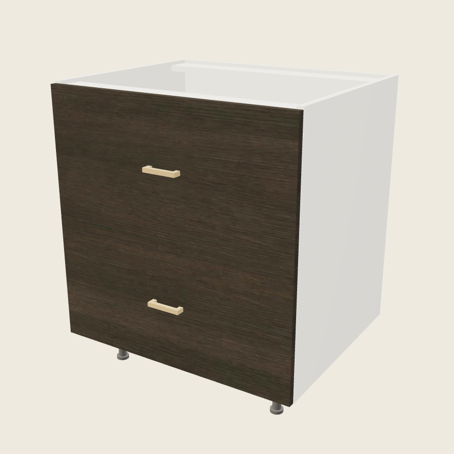 Torino Dark Wood Two Drawer Range Base - RB2DB30 — 2020 catalog rendering; finish and installed options are illustrative