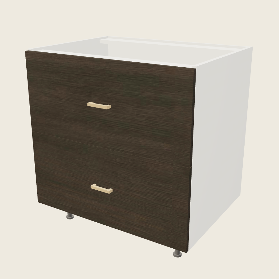 Torino Dark Wood Two Drawer Range Base - RB2DB33 — 2020 catalog rendering; finish and installed options are illustrative