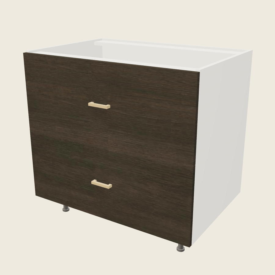 Torino Dark Wood Two Drawer Range Base - RB2DB36 — 2020 catalog rendering; finish and installed options are illustrative
