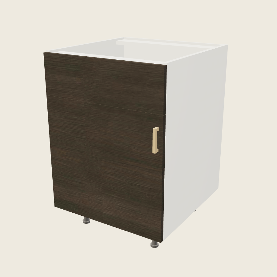 Torino Dark Wood Single Door Single False Drawer Front Sink Base - SB24S — 2020 catalog rendering; left-hand arrangement shown; finish and installed options are illustrative