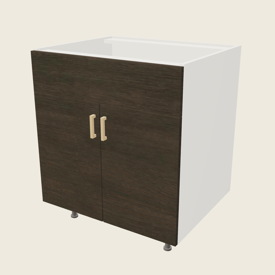 Torino Dark Wood Double Door Single False Drawer Front Sink Base - SB30 — 2020 catalog rendering; finish and installed options are illustrative