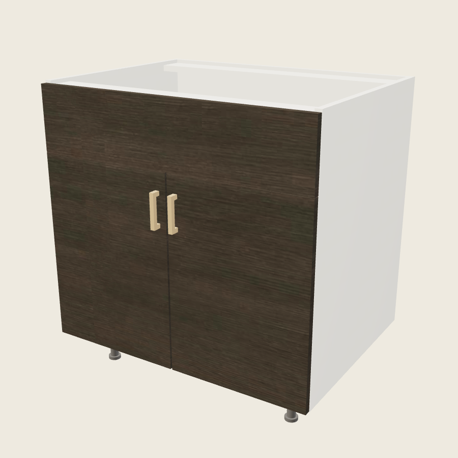 Torino Dark Wood Double Door Single False Drawer Front Sink Base - SB33 — 2020 catalog rendering; finish and installed options are illustrative