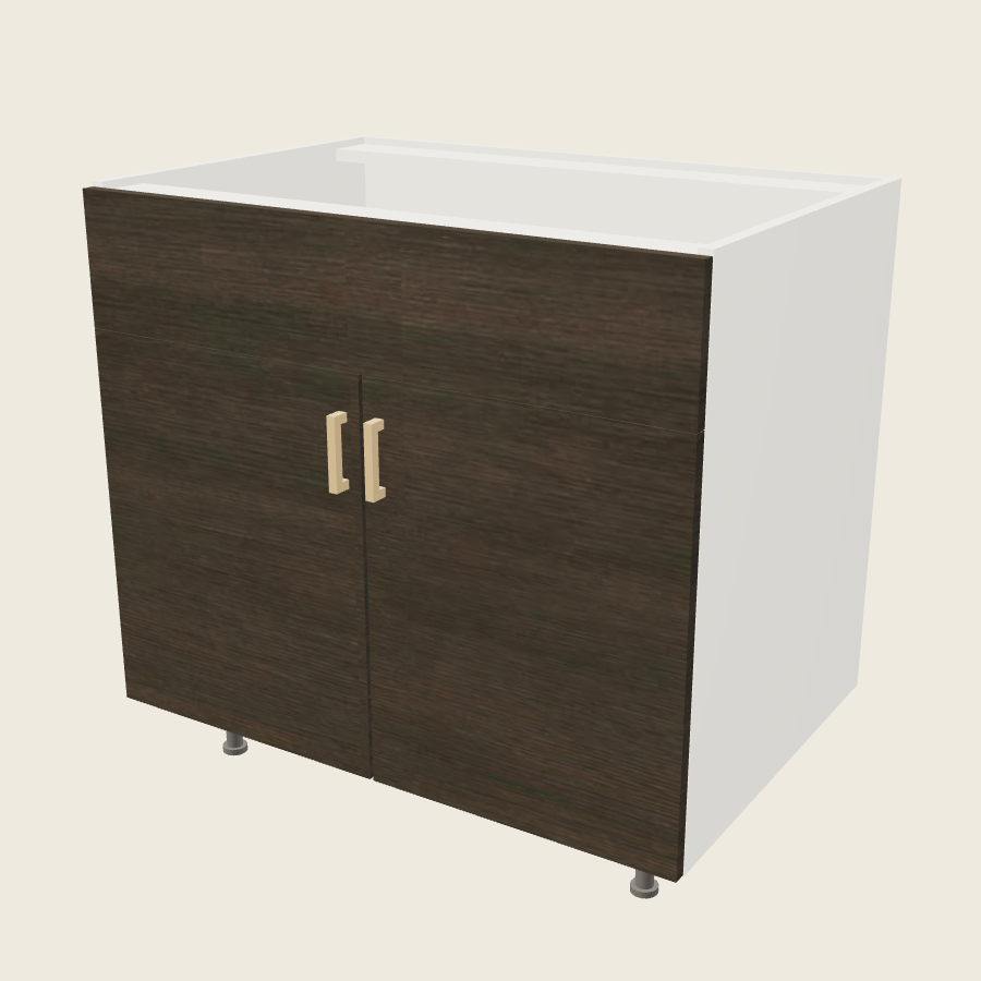 Torino Dark Wood Double Door Single False Drawer Front Sink Base - SB36 — 2020 catalog rendering; finish and installed options are illustrative