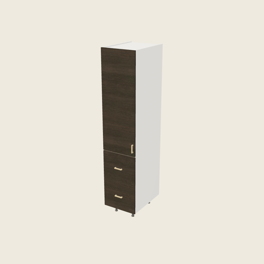 Torino Dark Wood Tall Two Drawer Utility Cabinet - T2DB1884 — 2020 catalog rendering; left-hand arrangement shown; finish and installed options are illustrative