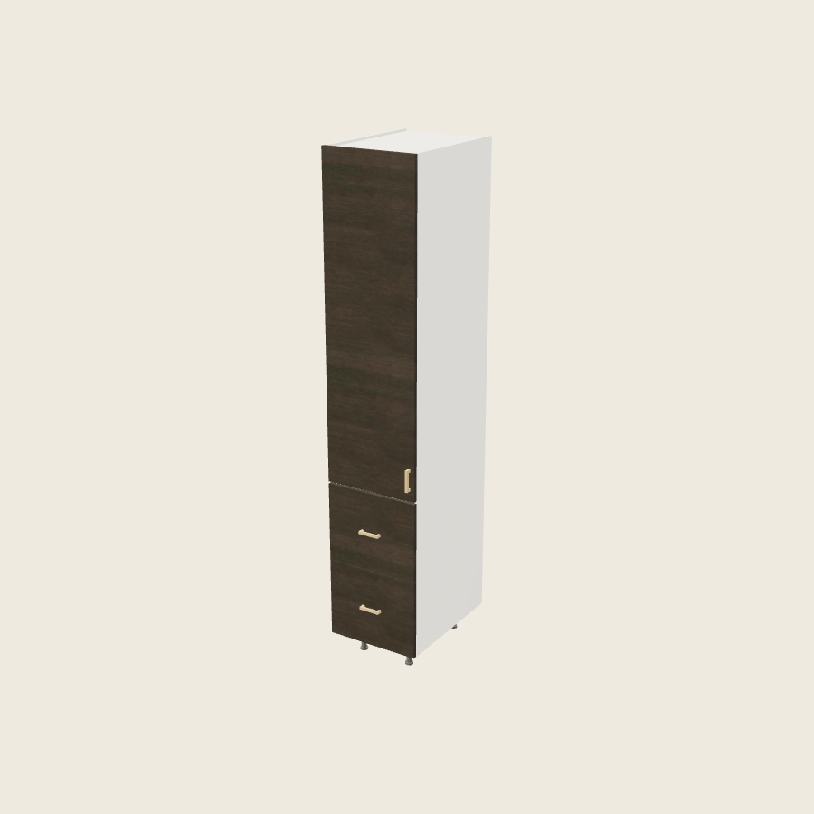 Torino Dark Wood Tall Two Drawer Utility Cabinet - T2DB1894 — 2020 catalog rendering; left-hand arrangement shown; finish and installed options are illustrative