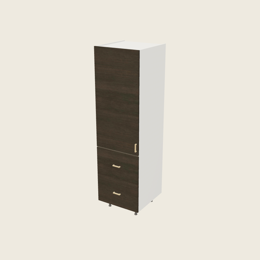 Torino Dark Wood Tall Two Drawer Utility Cabinet - T2DB2484 — 2020 catalog rendering; left-hand arrangement shown; finish and installed options are illustrative