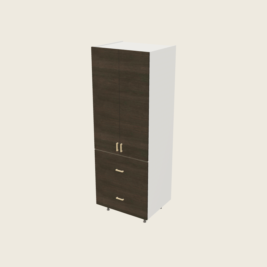 Torino Dark Wood Tall Two Drawer Utility Cabinet - T2DB3084 — 2020 catalog rendering; finish and installed options are illustrative