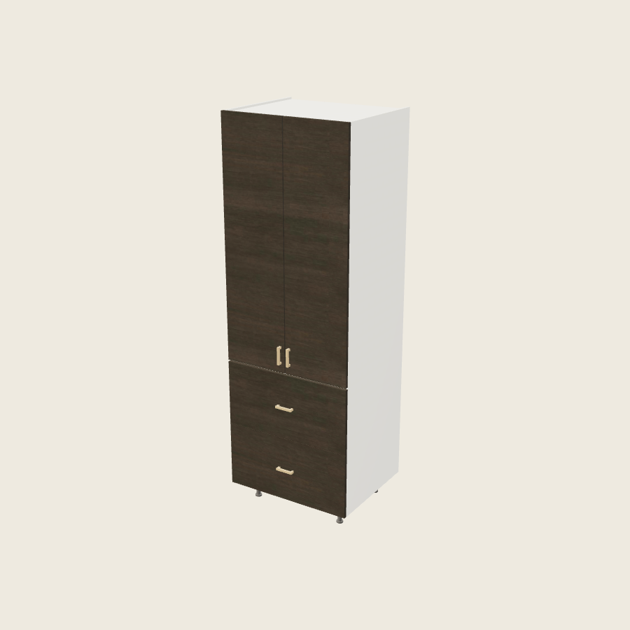 Torino Dark Wood Tall Two Drawer Utility Cabinet - T2DB3089 — 2020 catalog rendering; finish and installed options are illustrative