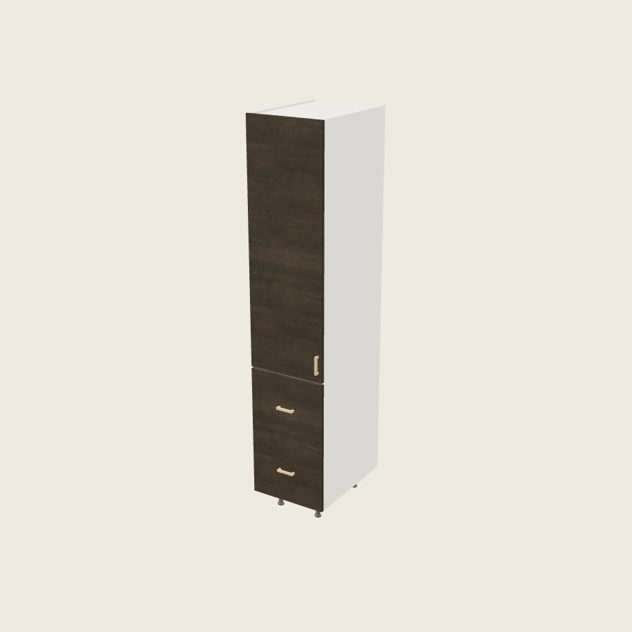 Torino Dark Wood Tall Two Drawer with One Inner Drawer Utility Cabinet - T2DBID1889 — 2020 catalog rendering; left-hand arrangement shown; finish and installed options are illustrative