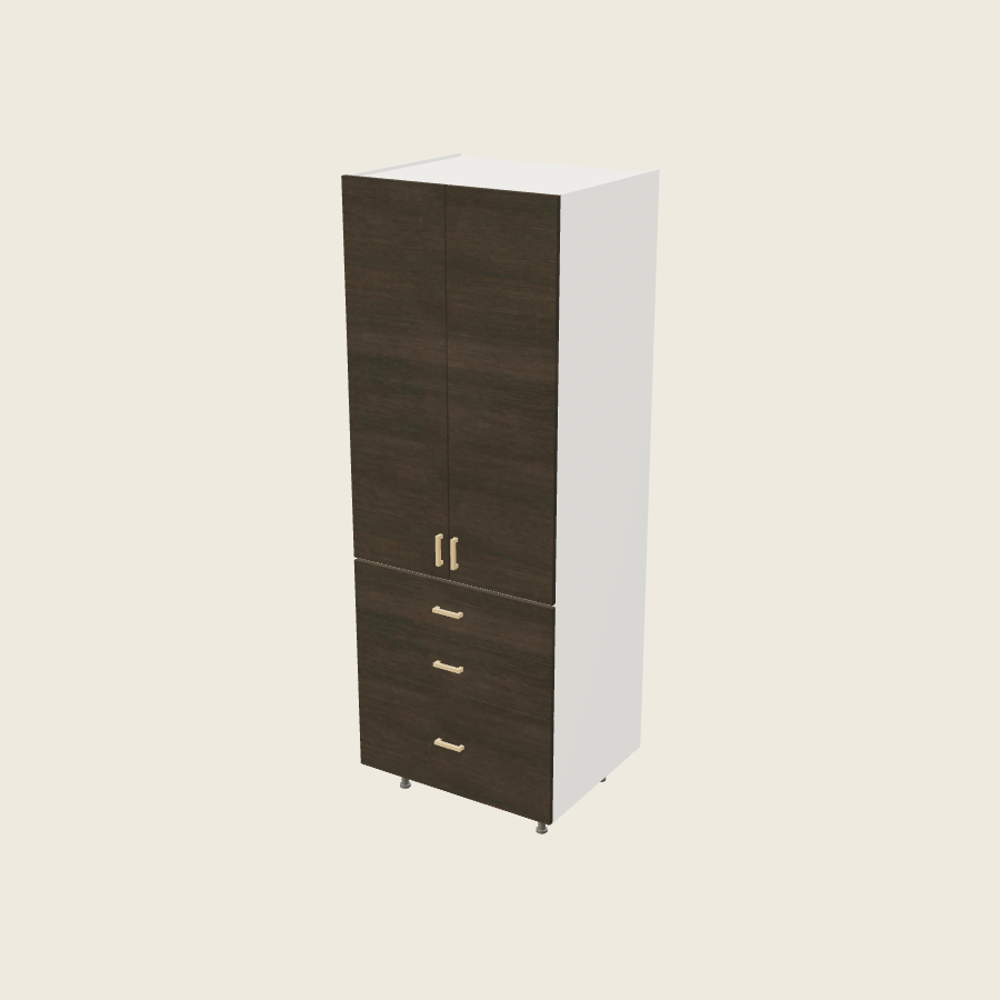 Torino Dark Wood Tall Three Drawer Utility Cabinet - T3DB3084 — 2020 catalog rendering; finish and installed options are illustrative