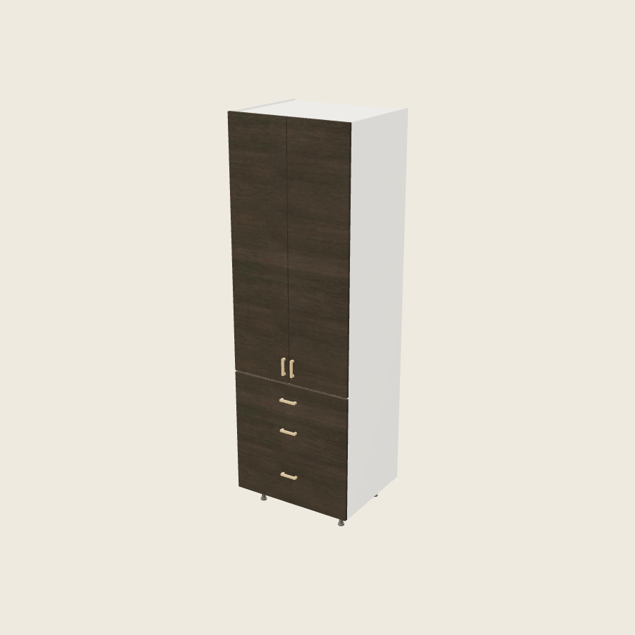 Torino Dark Wood Tall Three Drawer Utility Cabinet - T3DB3094 — 2020 catalog rendering; finish and installed options are illustrative