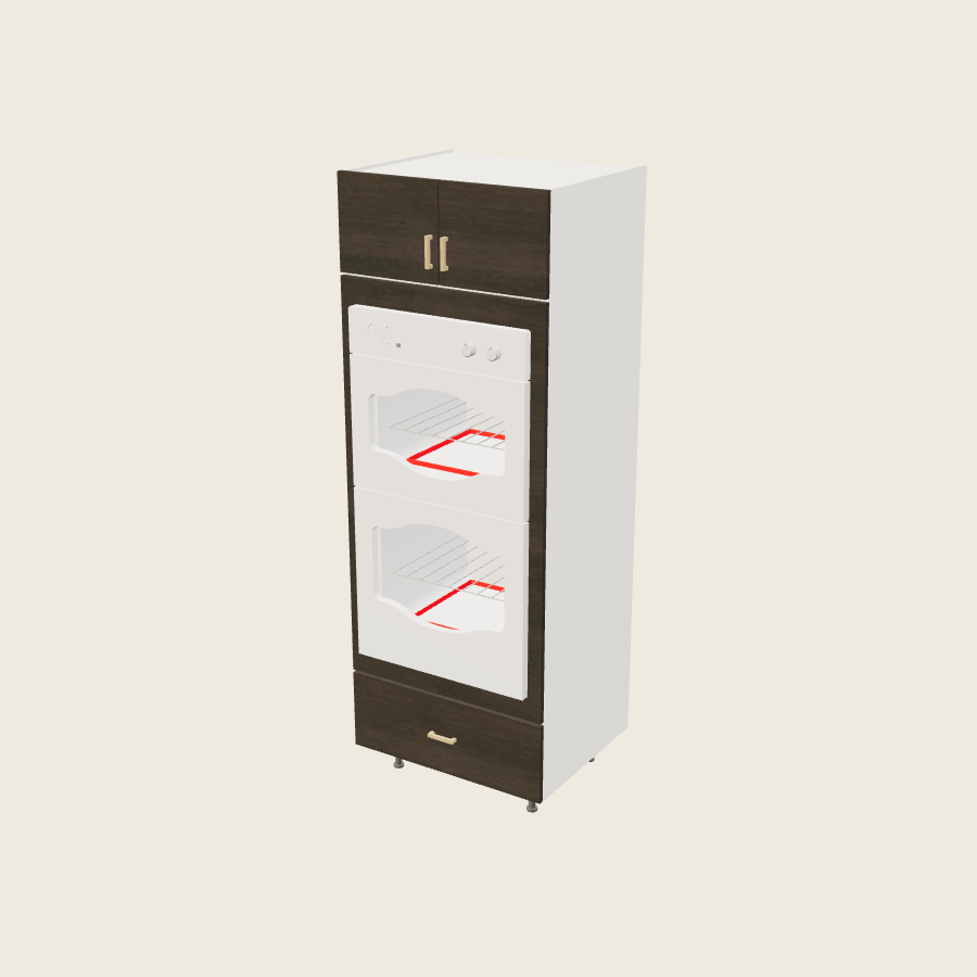 Torino Dark Wood Tall Double Oven One Drawer Utility Cabinet - TOD3084 — 2020 catalog rendering; finish and installed options are illustrative