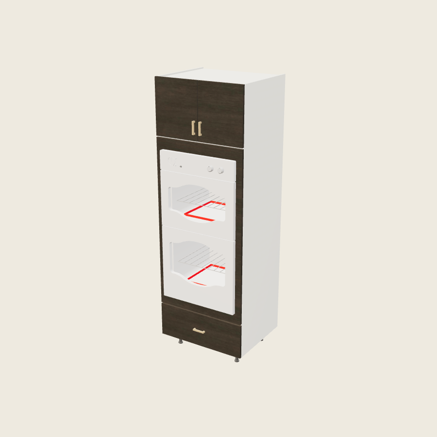 Torino Dark Wood Tall Double Oven One Drawer Utility Cabinet - TOD3089 — 2020 catalog rendering; finish and installed options are illustrative
