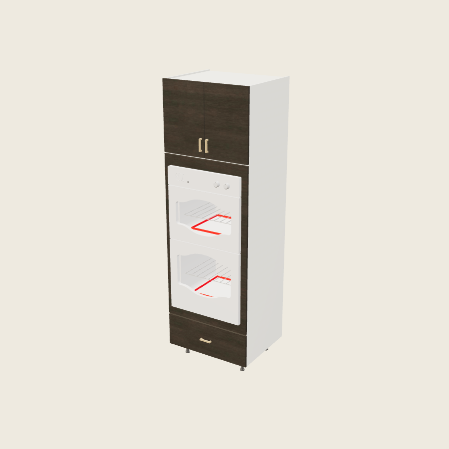 Torino Dark Wood Tall Double Oven One Drawer Utility Cabinet - TOD3094 — 2020 catalog rendering; finish and installed options are illustrative