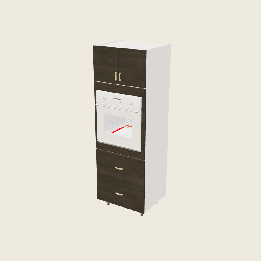 Torino Dark Wood Tall Single Oven Two Drawer Utility Cabinet - TOS2DB3089 — 2020 catalog rendering; finish and installed options are illustrative