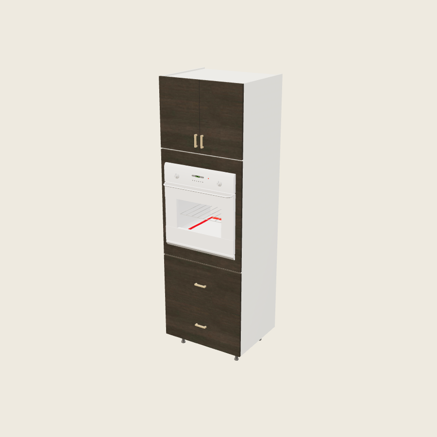 Torino Dark Wood Tall Single Oven Two Drawer Utility Cabinet - TOS2DB3094 — 2020 catalog rendering; finish and installed options are illustrative