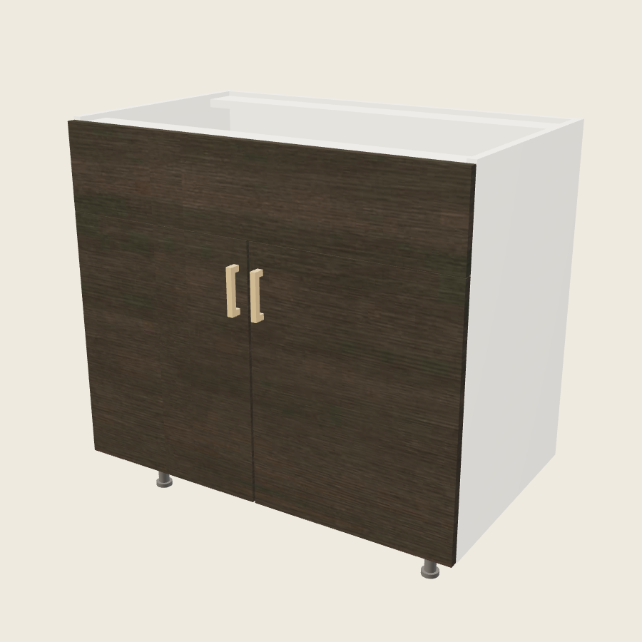 Torino Dark Wood Double Door Single False Drawer Front Vanity Sink Base - VSB36 — 2020 catalog rendering; finish and installed options are illustrative