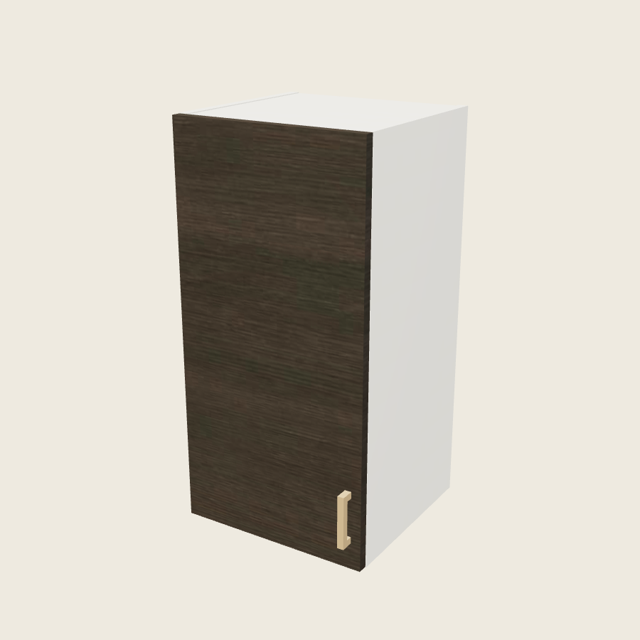 Torino Dark Wood Single Door Wall Cabinet - W1530 — 2020 catalog rendering; left-hand arrangement shown; finish and installed options are illustrative