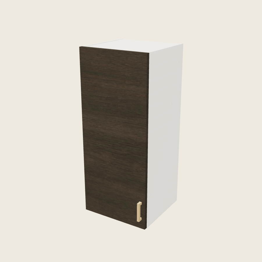 Torino Dark Wood Single Door Wall Cabinet - W1535 — 2020 catalog rendering; left-hand arrangement shown; finish and installed options are illustrative