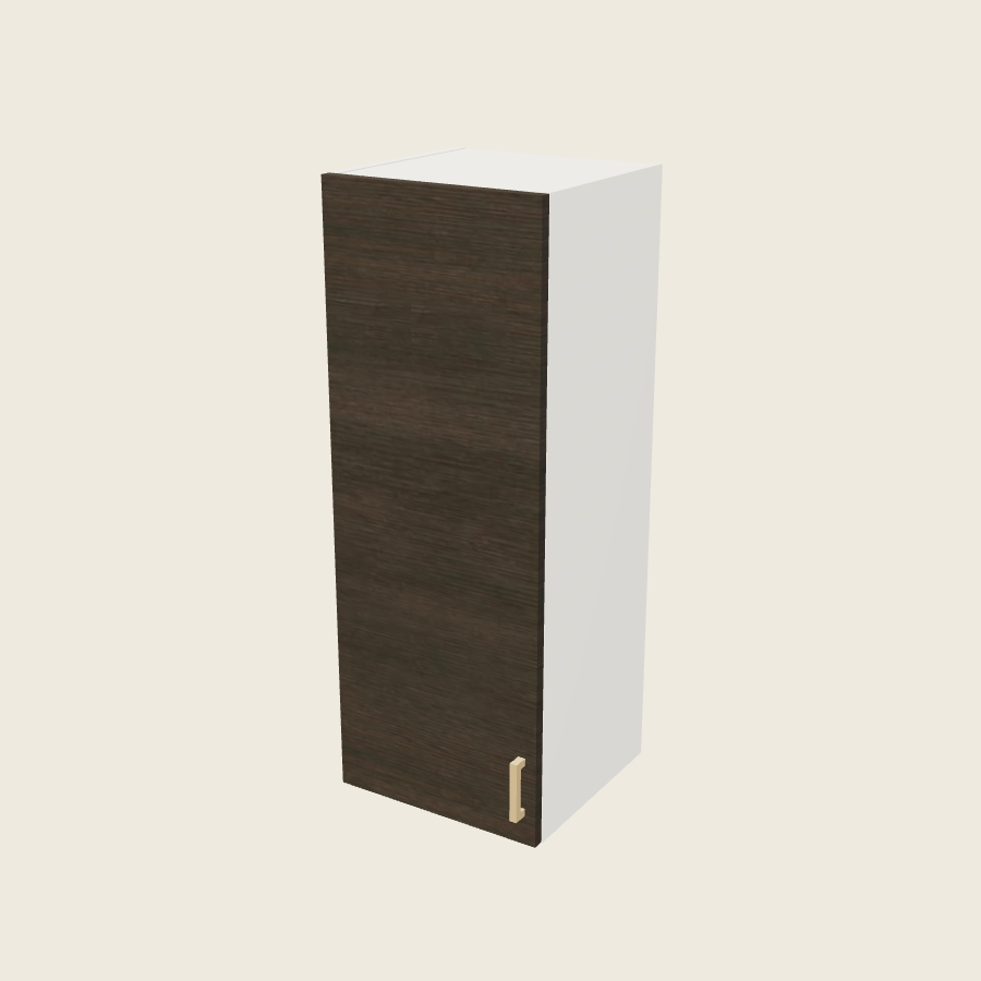 Torino Dark Wood Single Door Wall Cabinet - W1540 — 2020 catalog rendering; left-hand arrangement shown; finish and installed options are illustrative