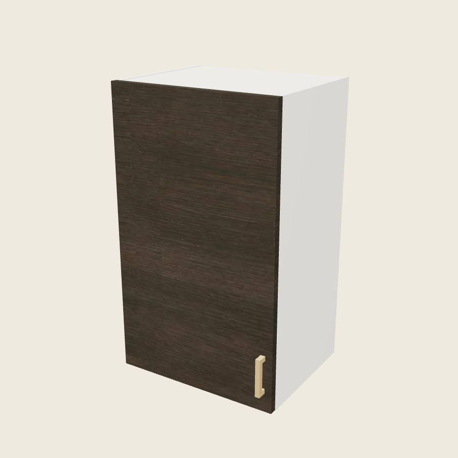 Torino Dark Wood Single Door Wall Cabinet - W1830 — 2020 catalog rendering; left-hand arrangement shown; finish and installed options are illustrative