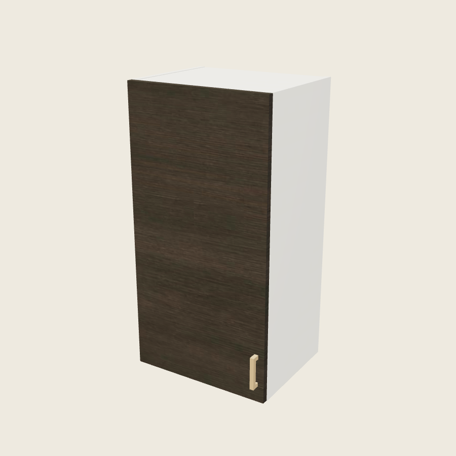 Torino Dark Wood Single Door Wall Cabinet - W1835 — 2020 catalog rendering; left-hand arrangement shown; finish and installed options are illustrative