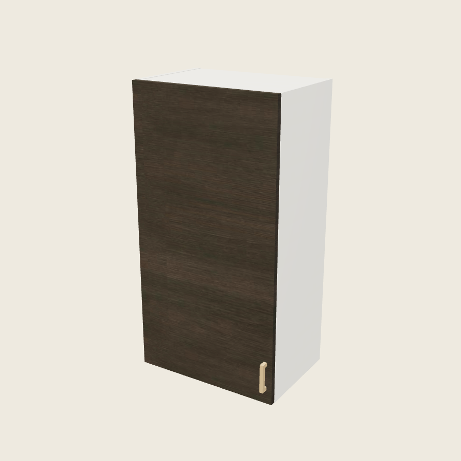 Torino Dark Wood Single Door Wall Cabinet - W2140 — 2020 catalog rendering; left-hand arrangement shown; finish and installed options are illustrative