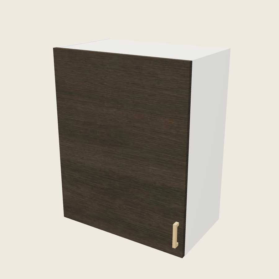Torino Dark Wood Single Door Wall Cabinet - W2430S — 2020 catalog rendering; left-hand arrangement shown; finish and installed options are illustrative