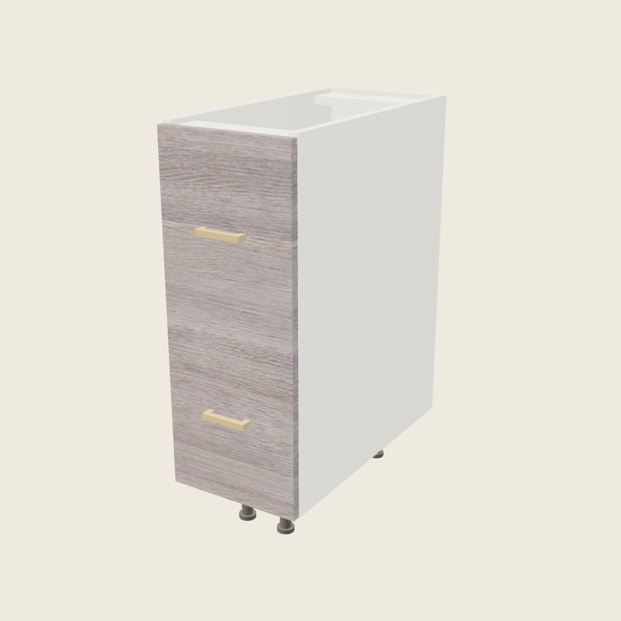 Torino Gray Wood Two Drawer Base - 2DB12 — 2020 catalog rendering; finish and installed options are illustrative
