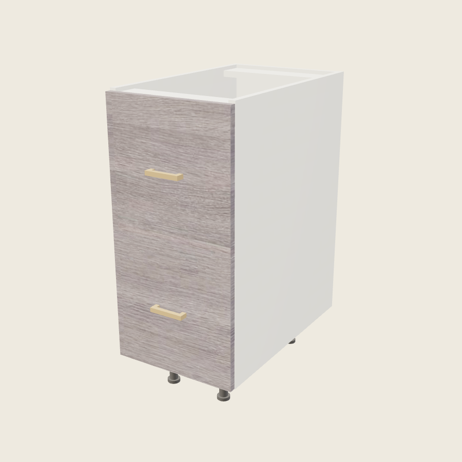 Torino Gray Wood Two Drawer Base - 2DB15 — 2020 catalog rendering; finish and installed options are illustrative